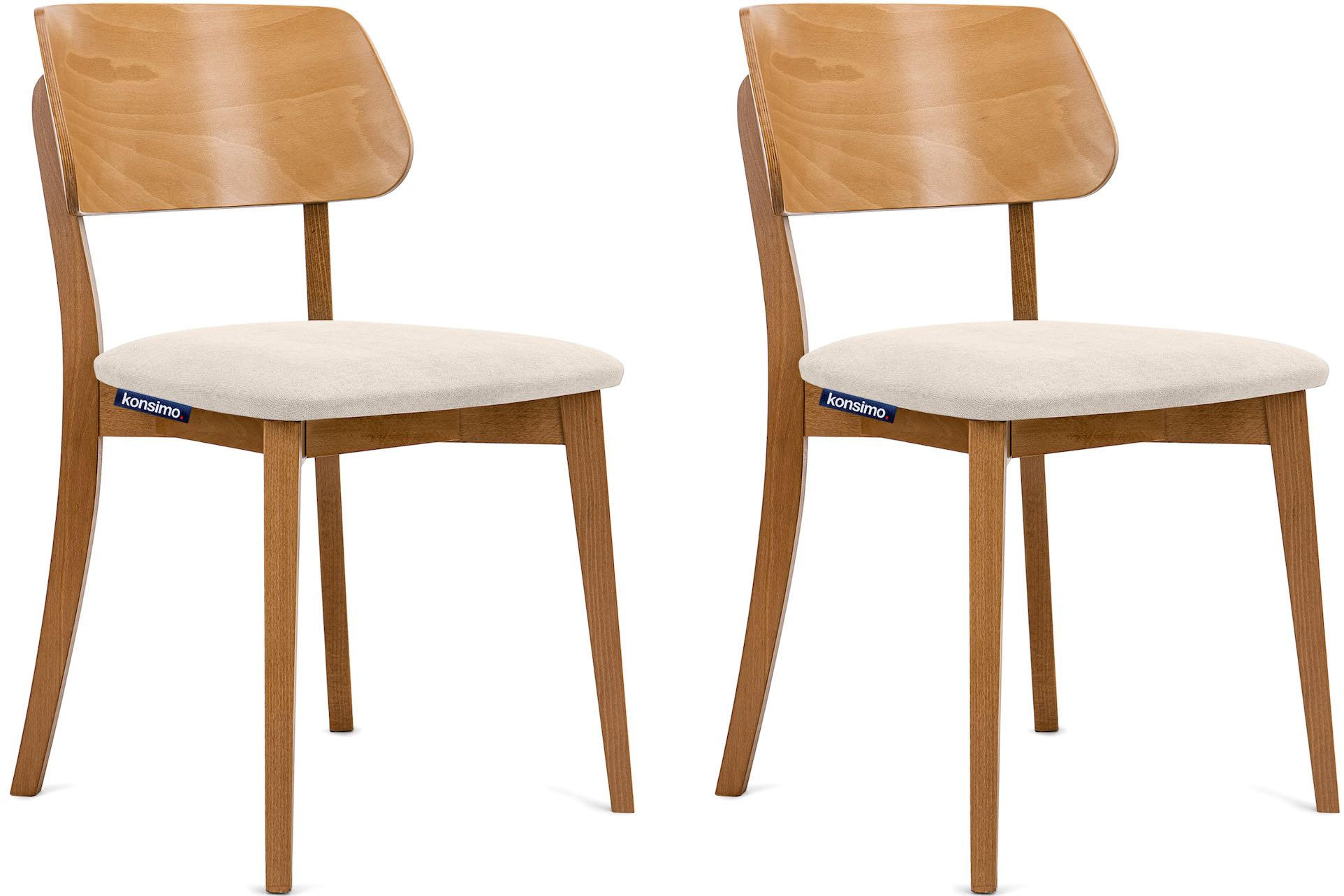 ESSZIMMERSTÜHLE VINIS (2er-Set), creme / Eiche hell - Eichefarben/Creme, Holz/Buchenholz (47/81/45cm) - KONSIMO®