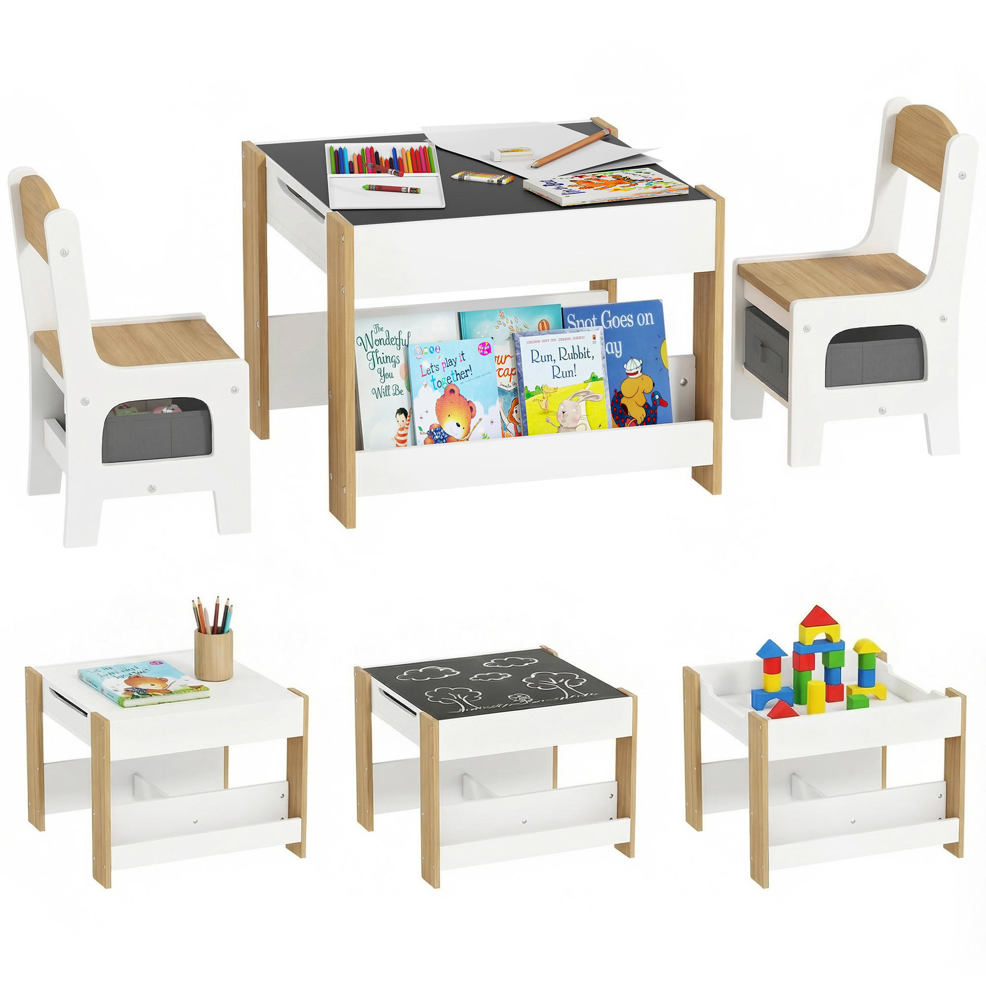 KINDERSITZGRUPPE DE-17525 Weiß/Naturholz - Naturfarben, Holzwerkstoff (61.5/48/61.5cm) - ComfortXL