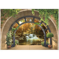 FOTOTAPETE 3D Effekt Wasserfall Vlies Tapete 300x210 - Multicolor, Papier (300/210cm) - Wallarena