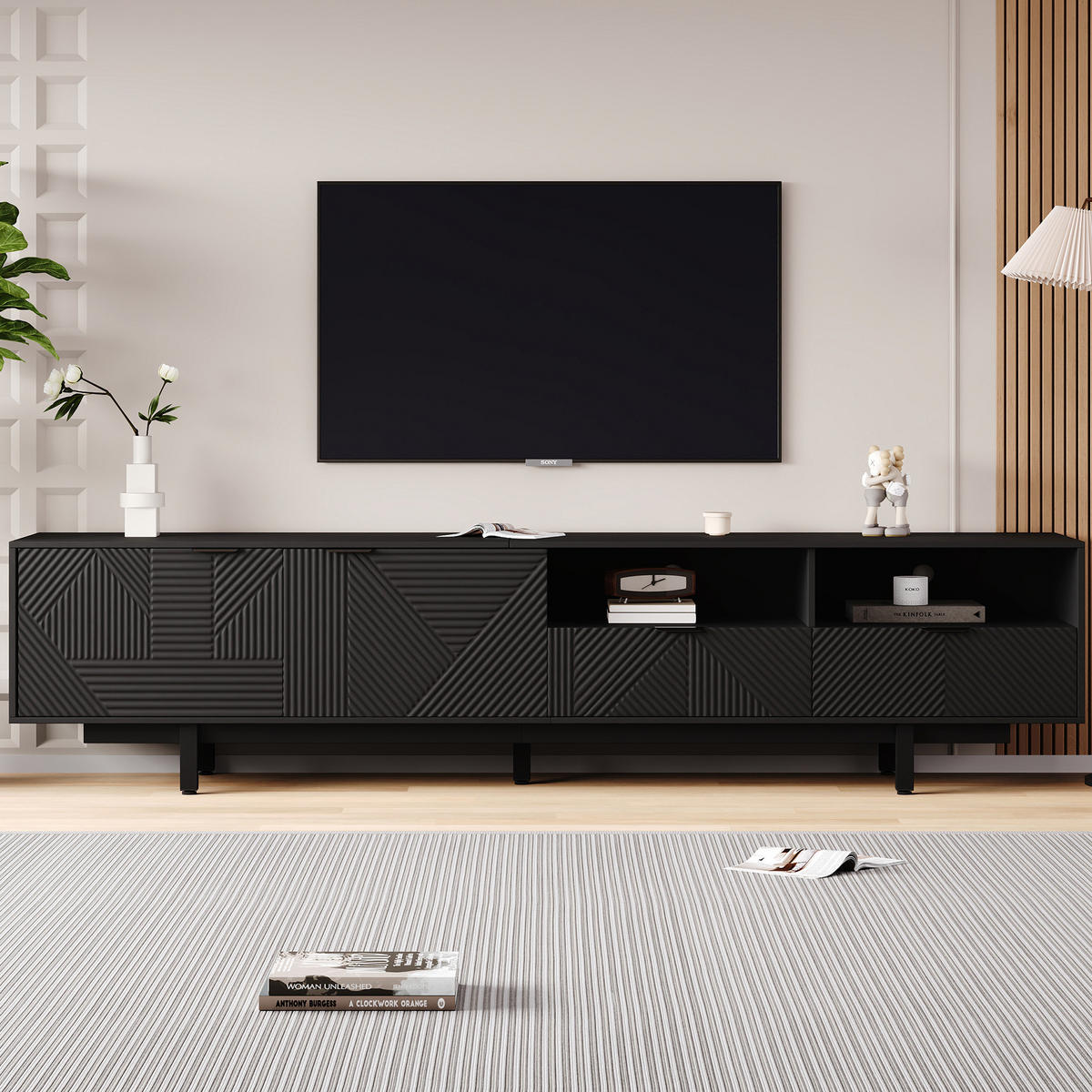 TV-ELEMENT mit Stauraum 200 x 40 x 51 cm Schwarz - Schwarz, Holzwerkstoff (40/51/200cm) - Beauniv