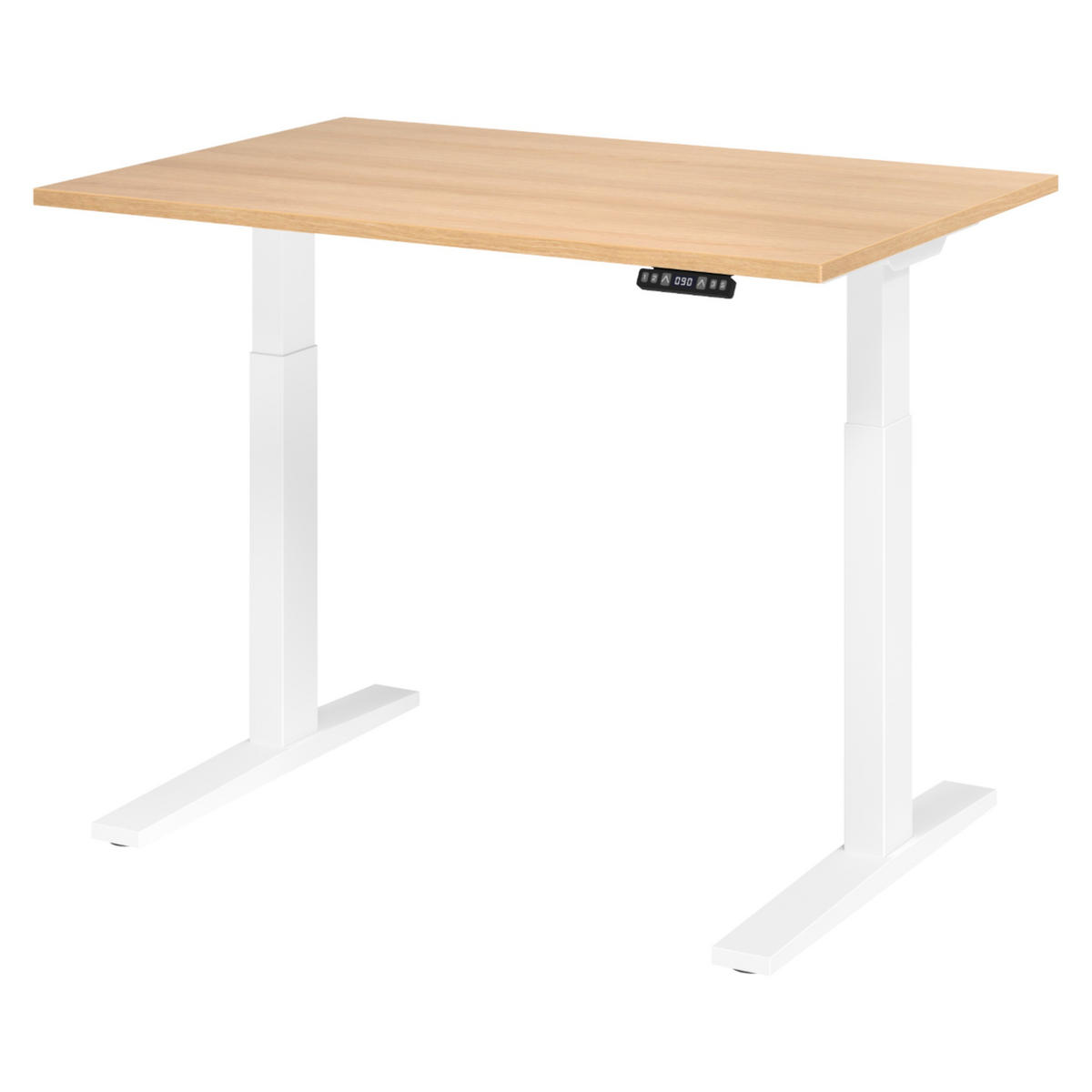 SCHREIBTISCH elektrisch XMKA 80/120/74 cm in Eichefarben/Weiß - Eichefarben/Weiß, Holzwerkstoff (80/120/74cm) - bümö