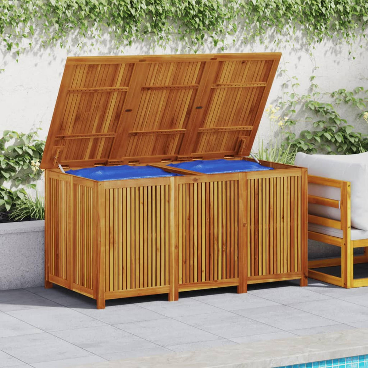 GARTENBOX 150x80x75 cm Massivholz Akazie - Braun, Holz (150/75/80cm) - furnicato