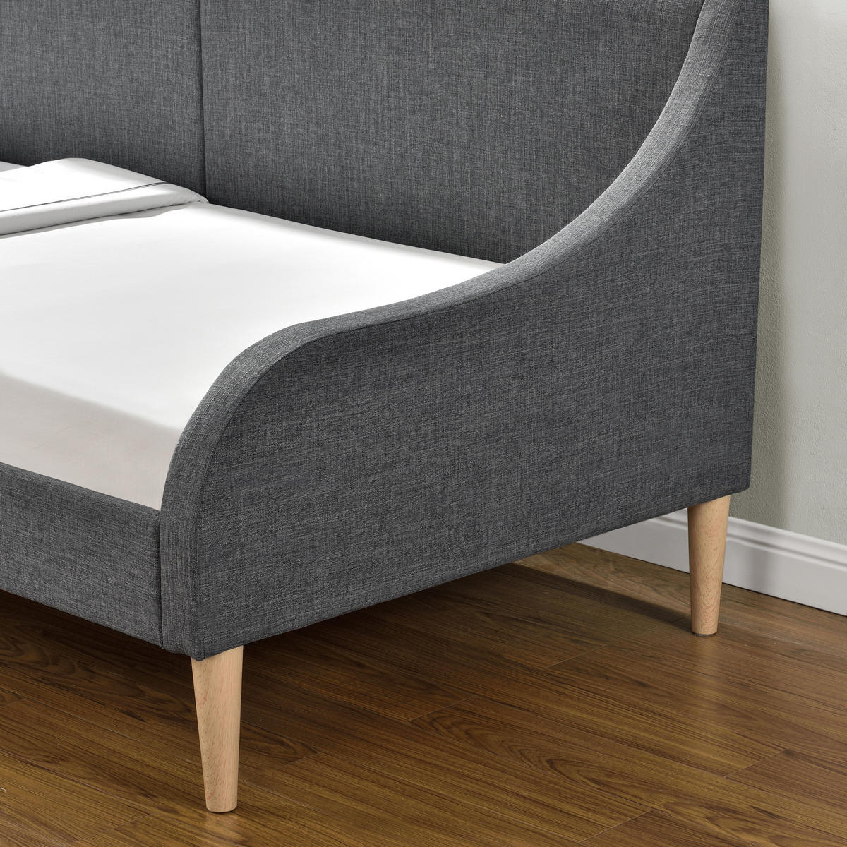 TAGESBETT - Dunkelgrau/Braun, Kunststoff/Textil (90/200cm) - [en.casa]