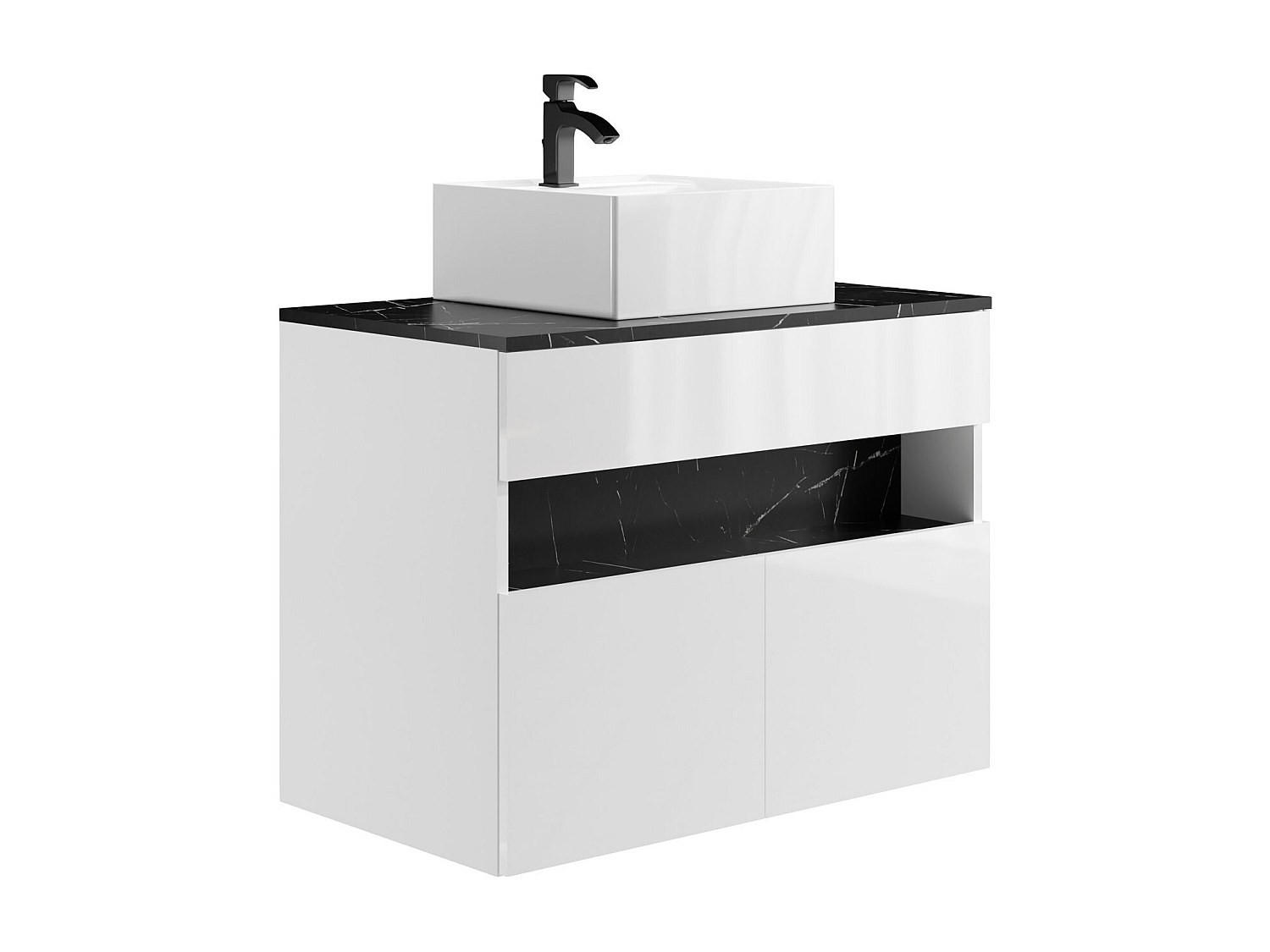 EINZELWASCHTISCH - 80cm x 46cm - MDF - schwarz, weiß - POGEZA - Schwarz, Holz (80/60/46cm) - Vente-Unique