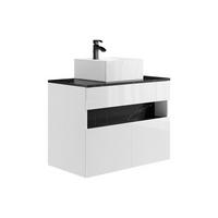 EINZELWASCHTISCH - 80cm x 46cm - MDF - schwarz, weiß - POGEZA - Schwarz, Holz (80/60/46cm) - Vente-Unique