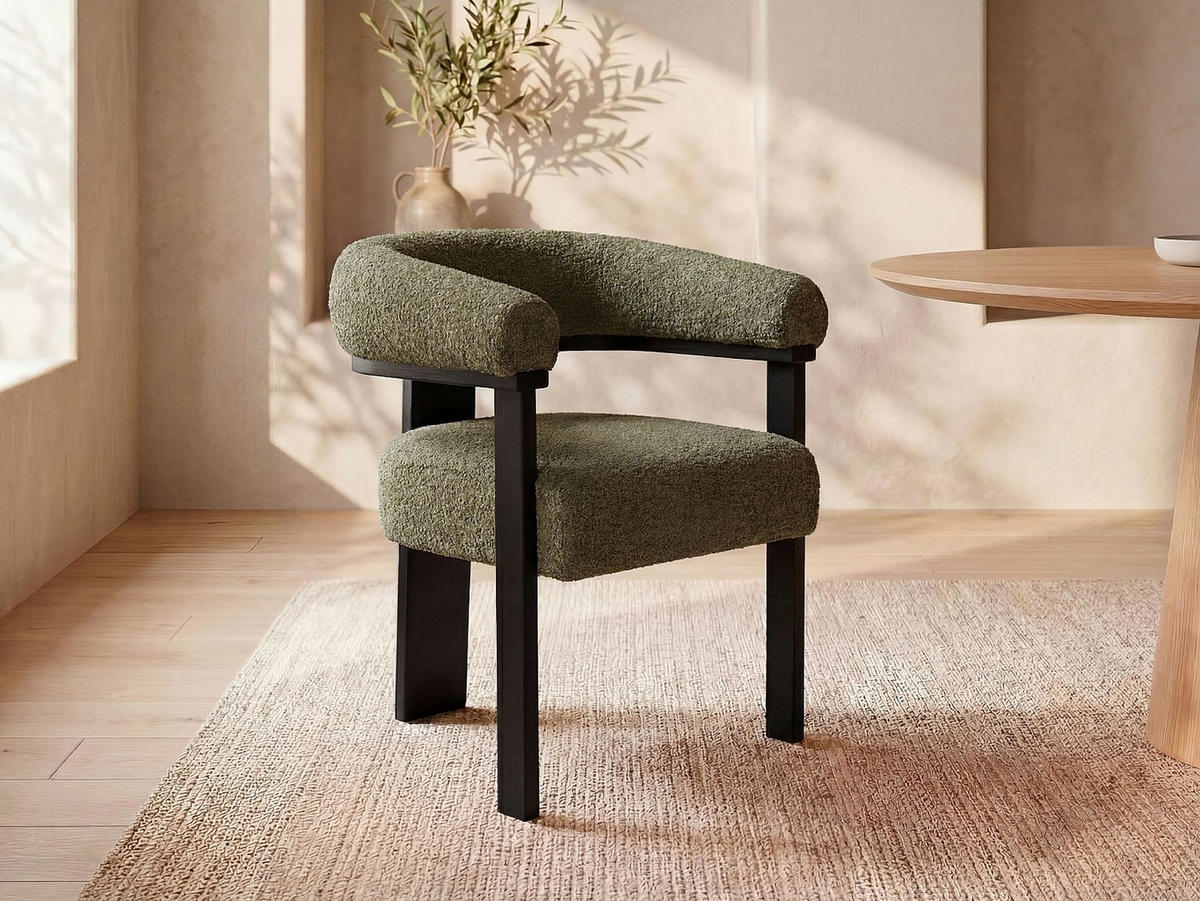 STUHL - 64 cm x 60 cm - Stoff - Schwarz, Khaki LIVELIA - Waldgrün, Textil (64/78/60cm) - Vente-Unique
