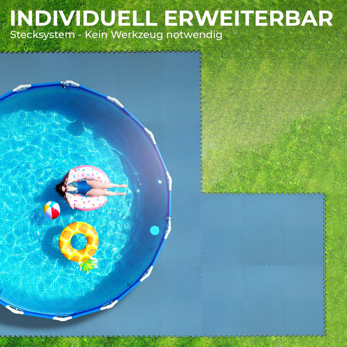 BODENSCHUTZMATTE für Pool Blau 50x50cm (8 Stück - 2m²) - Blau, Kunststoff (50/50cm) - Bestlivings