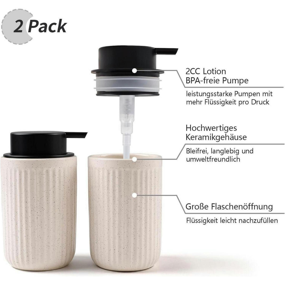 SEIFENSPENDER Keramik Beige Sternenhimmel 350 ml - Beige, Keramik (8/14/8cm)