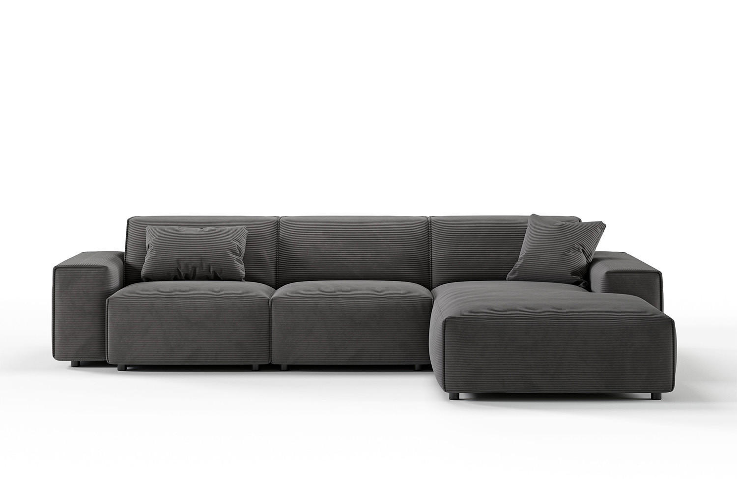 ECKSOFA RANI Grau Cord - Dunkelgrau/Schwarz, Kunststoff/Textil (299/189cm) - KAWOLA