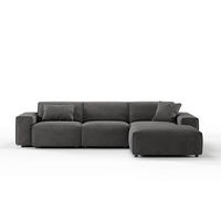 ECKSOFA RANI Grau Cord - Dunkelgrau/Schwarz, Kunststoff/Textil (299/189cm) - KAWOLA