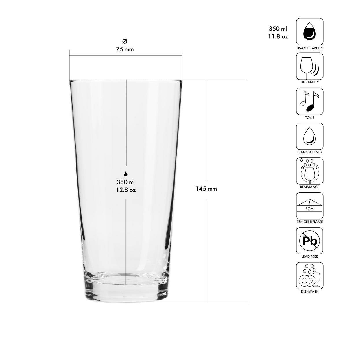 TRINKGLÄSER, 6er-Set, 380 ml - Transparent, Glas (0.38L) - Krosno Glass