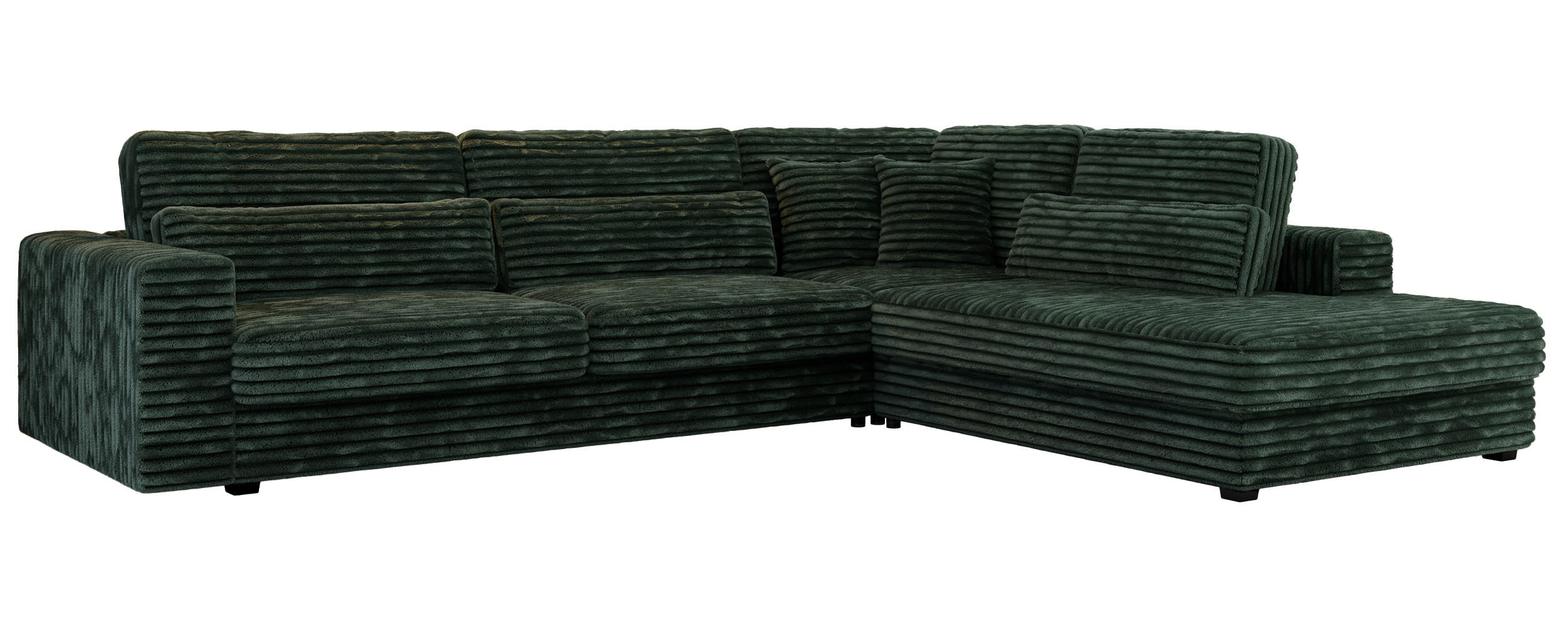 ECKSOFA Savona Grün breiter Cord - rechts - Schwarz/Grün, Kunststoff/Textil (249/316cm) - MKS