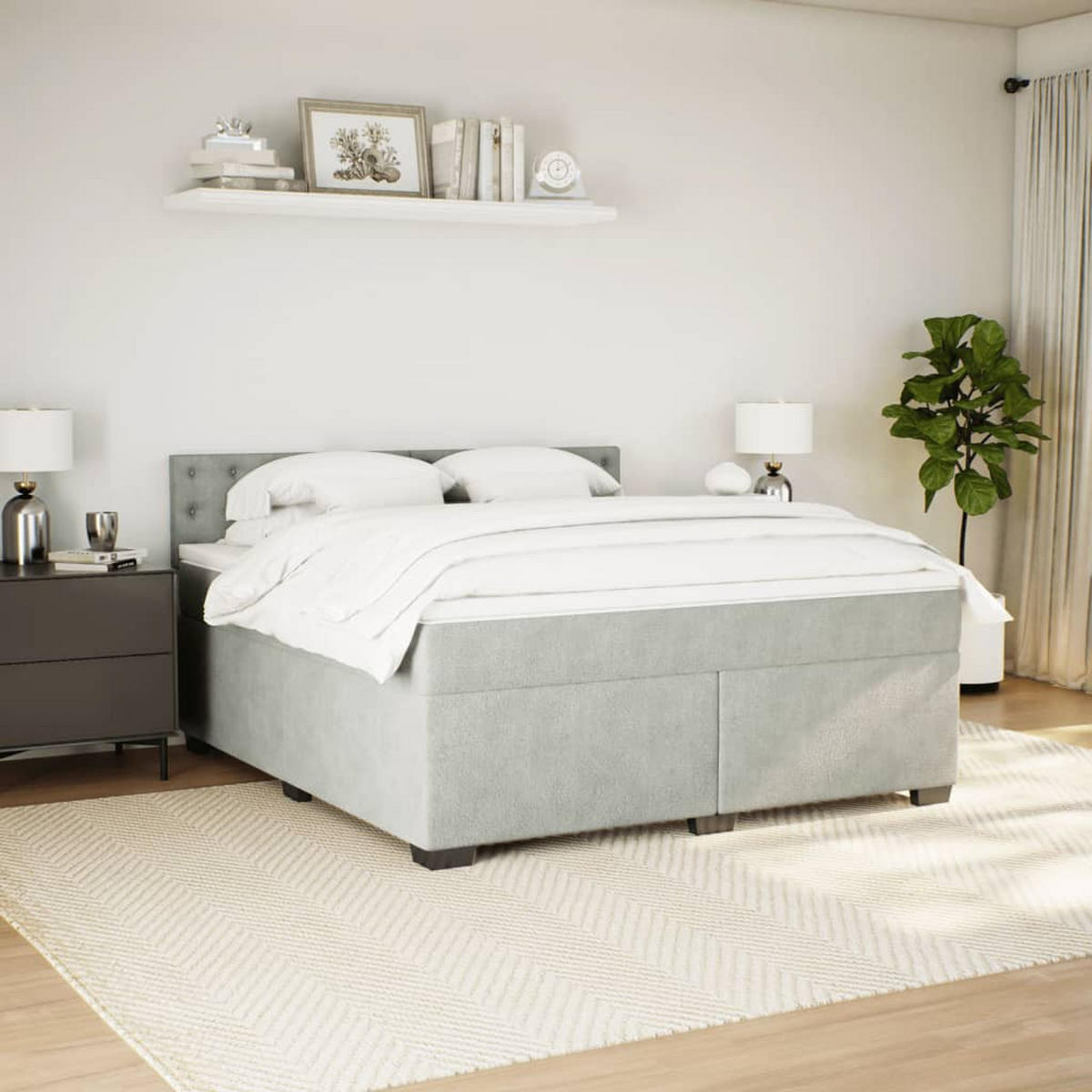 BOXSPRINGBETT 180/200 Cm Grau Samt - Grau, Textil (180/200cm) - vidaXL