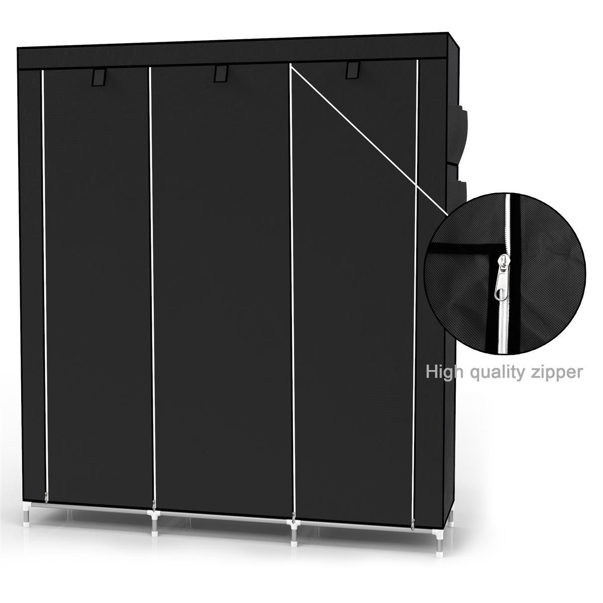 STOFFSCHRANK - Schwarz, Textil (45/175/130cm) - Intirilife