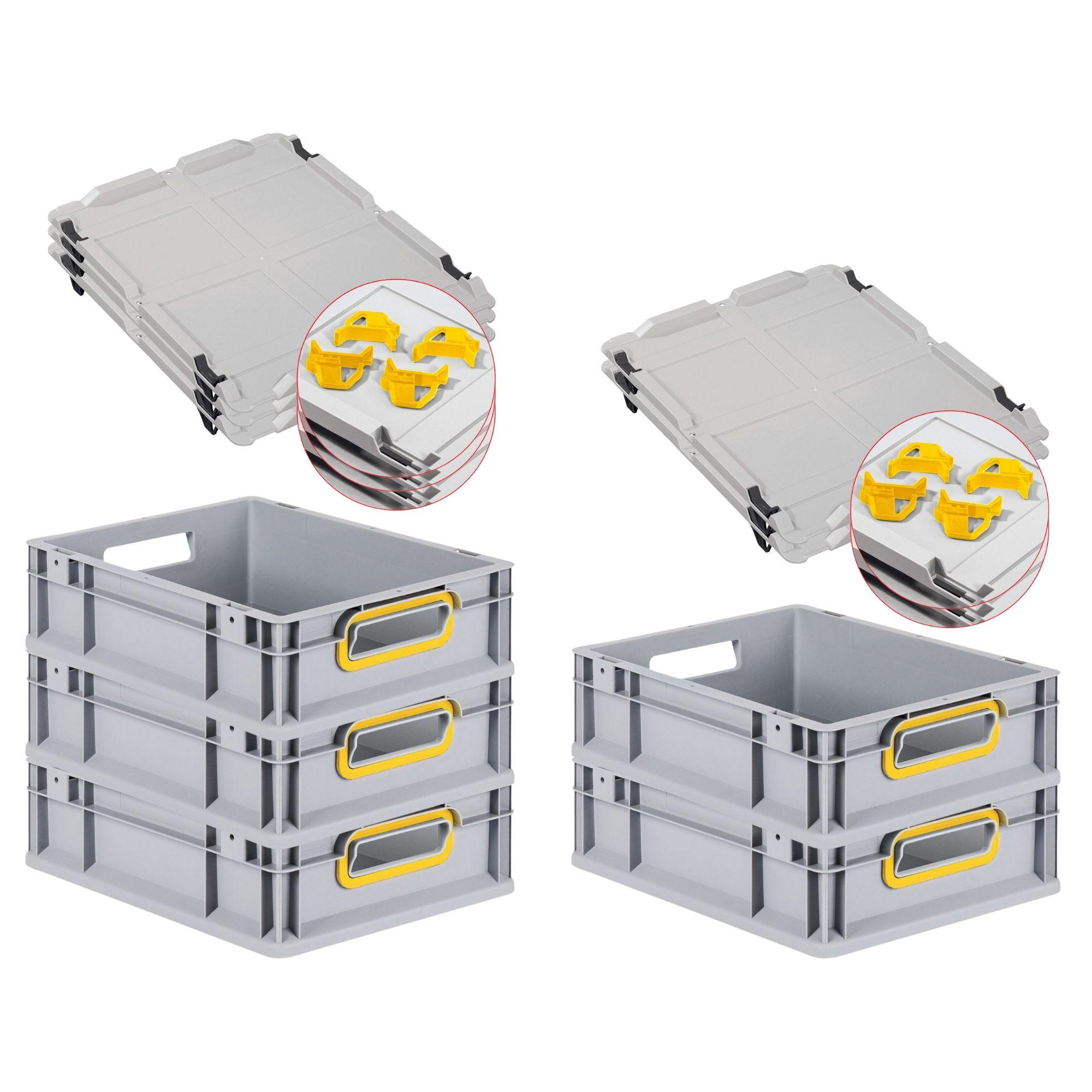 EUROBOX 5x Nextgen Color Mit Auflagedeckel 12x30x40cm Griffe Gelb Offen - Gelb, Kunststoff (30/12/40cm) - PROREGAL