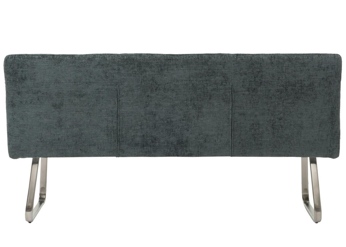 SITZBANK 93x180x58cm Sitzhöhe 51cm Lehne Stoff/Textil Chenille Edelstahl gebürstet 180cm Blau-Grün - Blau, Textil (180/93/58cm) - BERLINLODGE