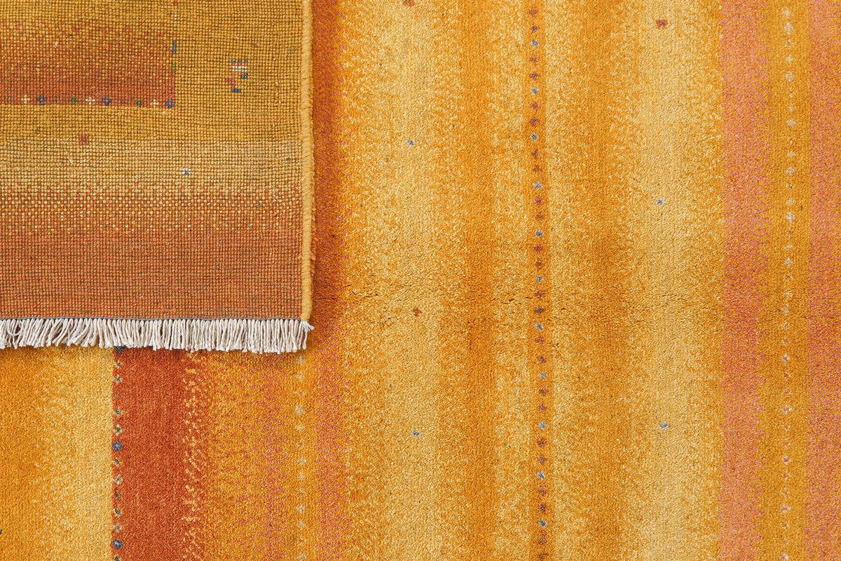 GABBEH-TEPPICH handgeknüpft Rizbaf Orange 202/149 cm Schurwolle - Orange, Textil (149/202cm) - Looma