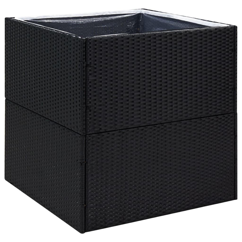 PFLANZKÜBEL Schwarz 80/80/80 Cm Poly Rattan - Schwarz, Kunststoff (80/80/80cm) - vidaXL