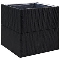 PFLANZKÜBEL Schwarz 80/80/80 Cm Poly Rattan - Schwarz, Kunststoff (80/80/80cm) - vidaXL