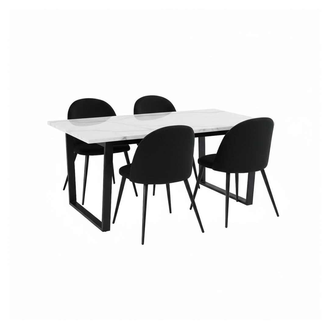 ESSGRUPPE 5-TLG. Tilst Schwarz - Schwarz, Holzwerkstoff/Textil (160/74/90cm) - ebuy24
