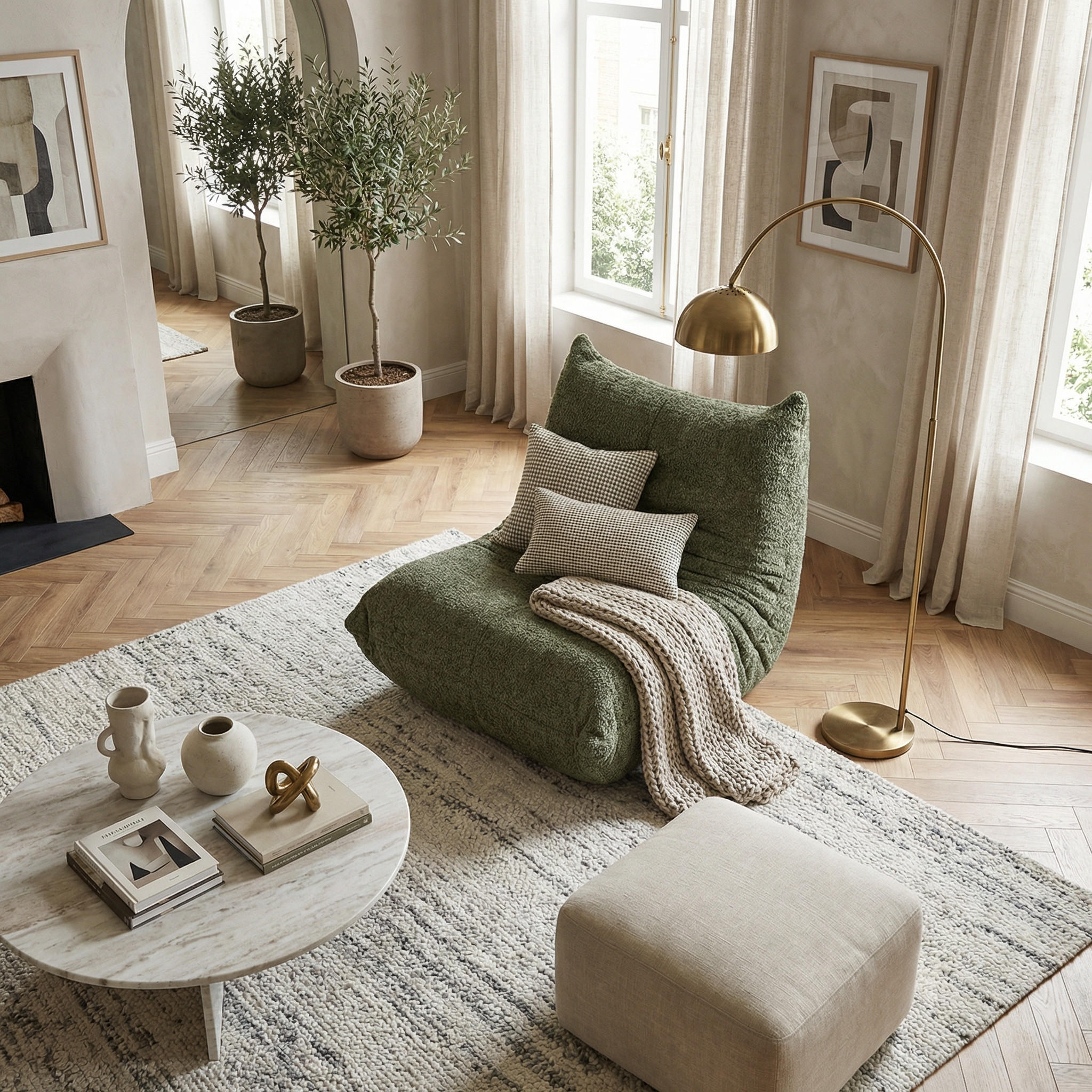 Thumbnail - Urban Meuble Sitzsack, Grün, Textil, 94x71x101 cm, Wohnzimmer, Hocker, Sitzsäcke, XXL Sitzsäcke