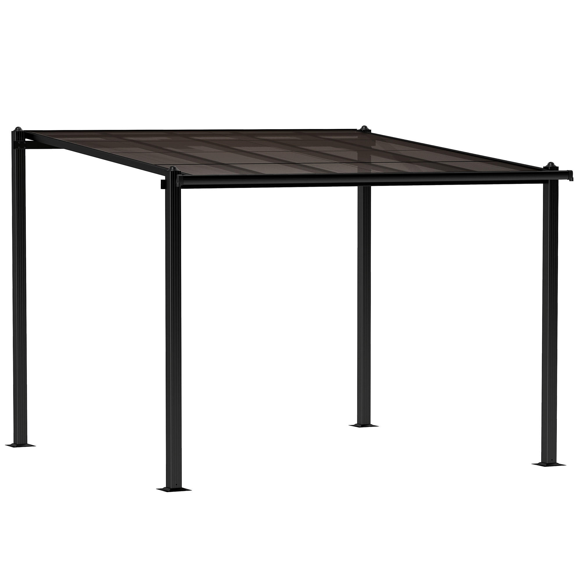 PERGOLA DE-12657 300/300 cm mit Polycarbonatdach und Drainage Grau - Dunkelgrau, Metall (295/230/292cm) - ComfortXL