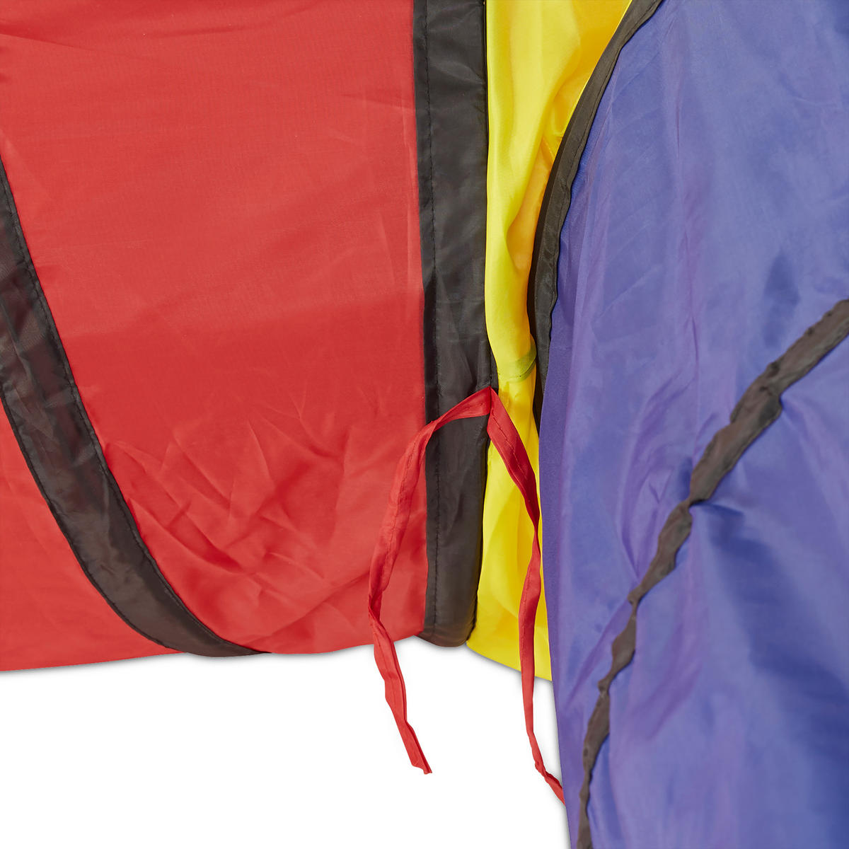 SPIELTUNNEL Rot Blau Gelb 4-Röhren Pop Up - Multicolor, Textil/Metall (250/45/250cm) - Relaxdays