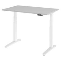 SCHREIBTISCH elektrisch XBHM 80/120/74 cm in Grau/Weiß/Alu poliert - Weiß/Grau, Holzwerkstoff (80/120/74cm) - bümö
