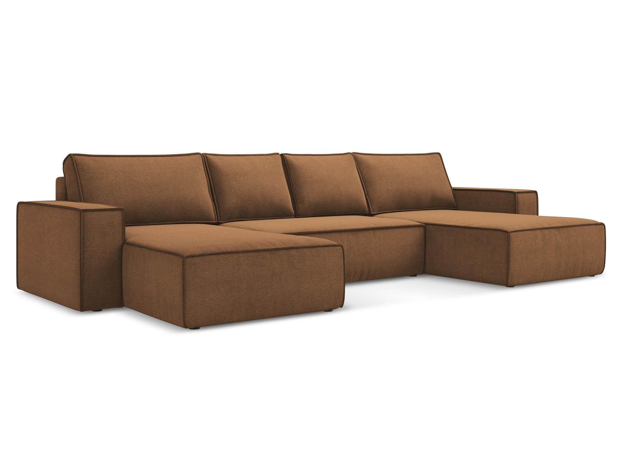 WOHNLANDSCHAFT Strukturstoff Stoff Orange - Terracotta/Schwarz, Kunststoff/Textil (398/82/185cm) - Makamii