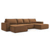 WOHNLANDSCHAFT Strukturstoff Stoff Orange - Terra cotta/Schwarz, Kunststoff/Textil (398/82/185cm) - Makamii