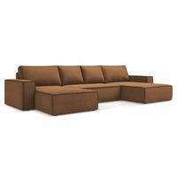 WOHNLANDSCHAFT Strukturstoff Stoff Orange - Terra cotta/Schwarz, Kunststoff/Textil (398/82/185cm) - Makamii