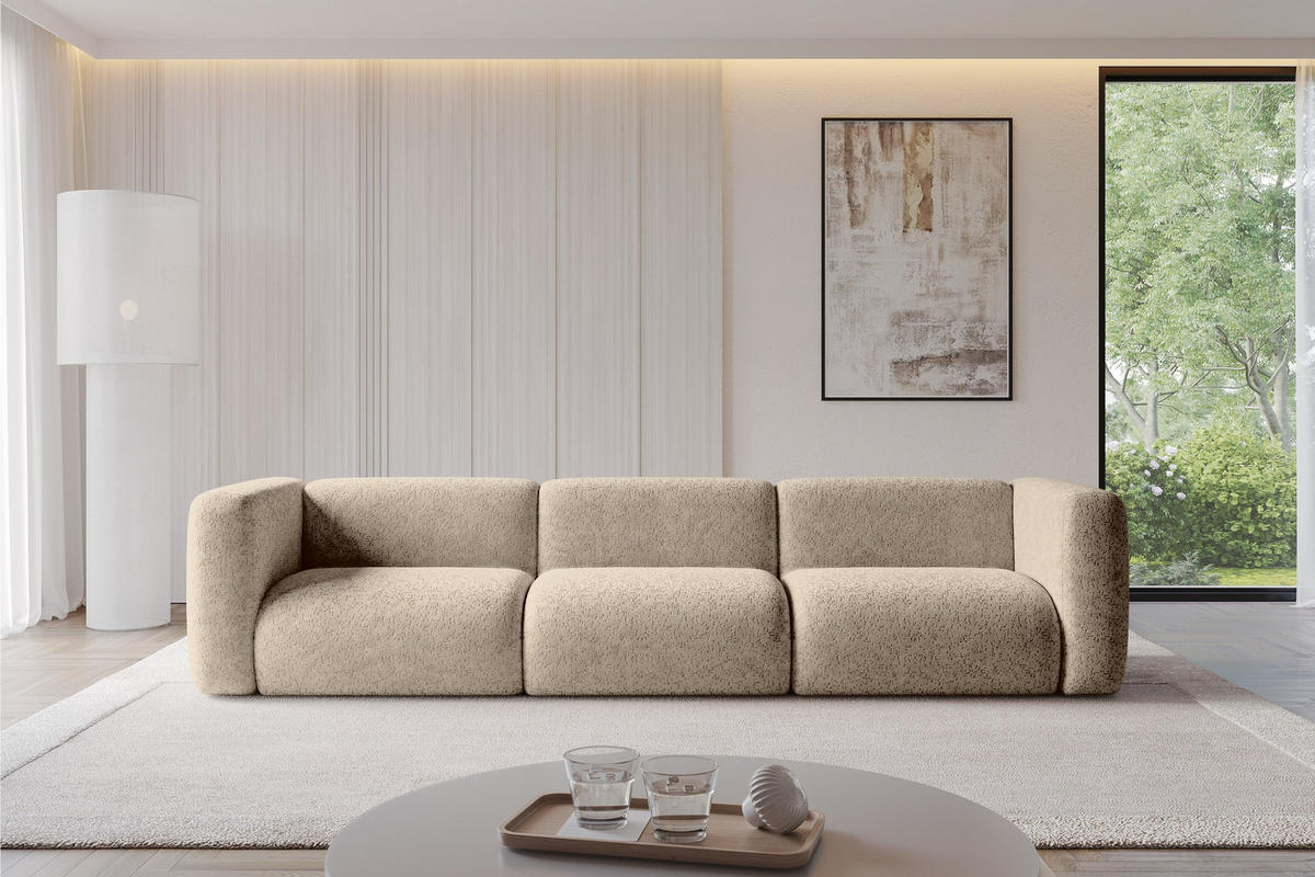 MODULÁRNÍ pohovka MIRA-S2, 3místná, 319 × 89 × 70 cm, hnědá, velur - černá/hnědá, kompozitní dřevo/textil (319/70/89cm) - ALTDECOR