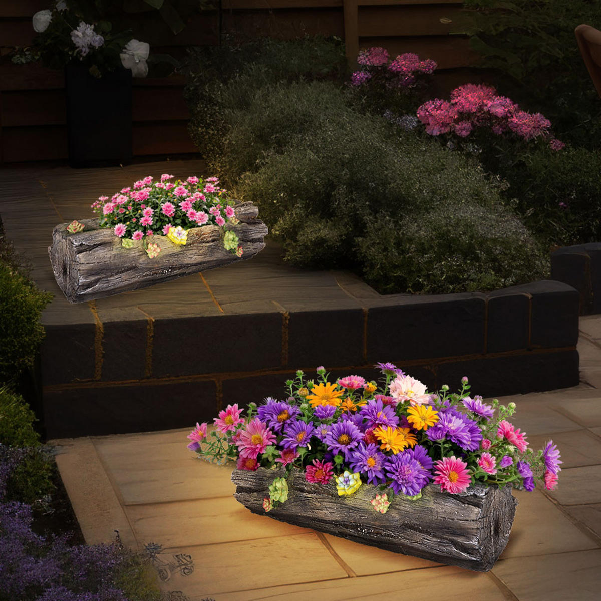 LED AUSSENLEUCHTE Baumstamm Grau Kunststoff - Grau, Kunststoff (44.3/17.3/13.5cm) - Globo Lighting