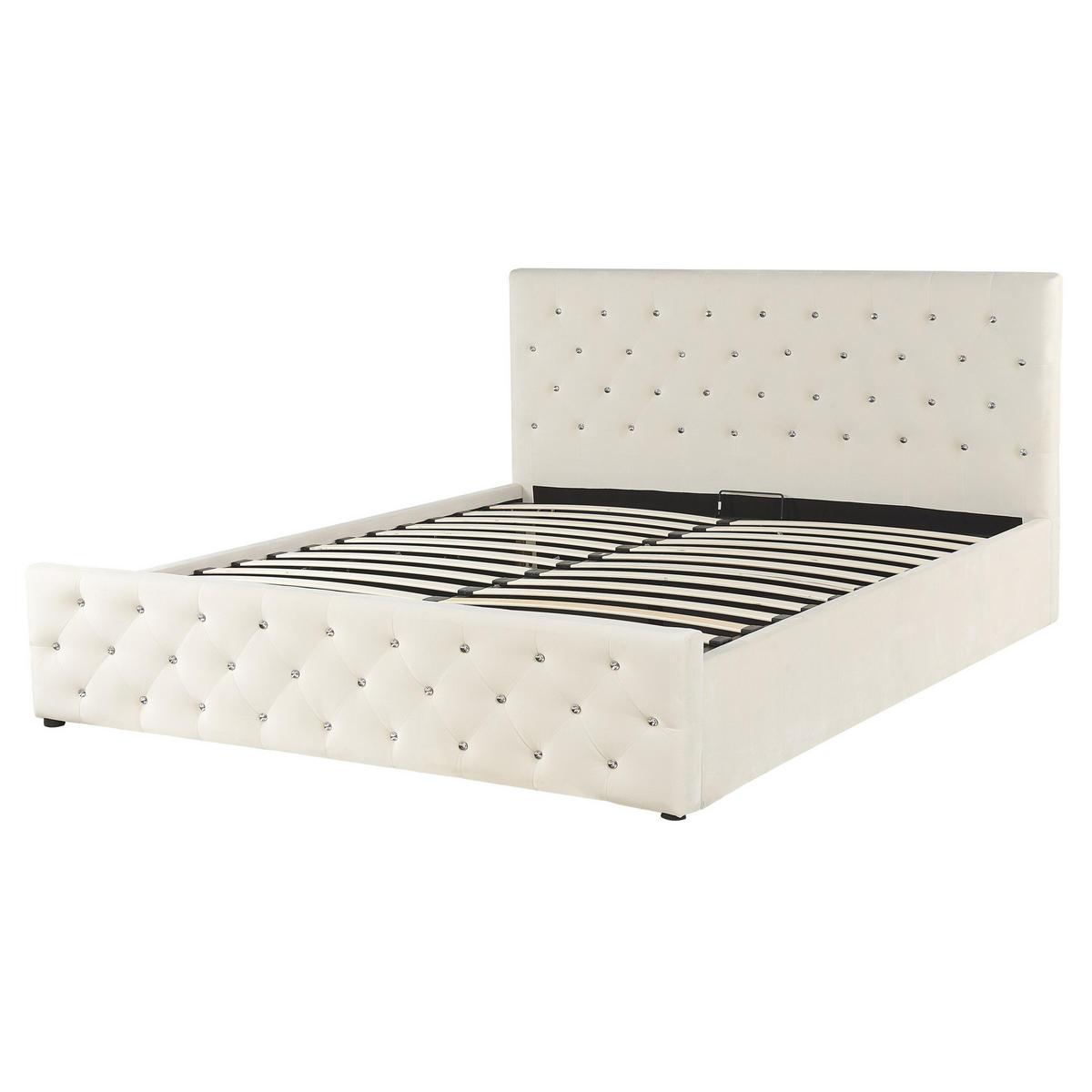 POLSTERBETT 160/200cm Helles Beige Amiens - Beige, Textil (160/200cm) - Beliani