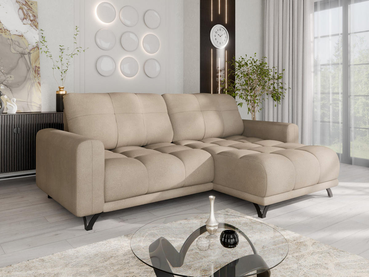 ECKSOFA Ferrino L-Form, Recamiere beidseitig montierbar, Cappucino - Cappuccino, Holz (174/234cm) - Panda Möbel