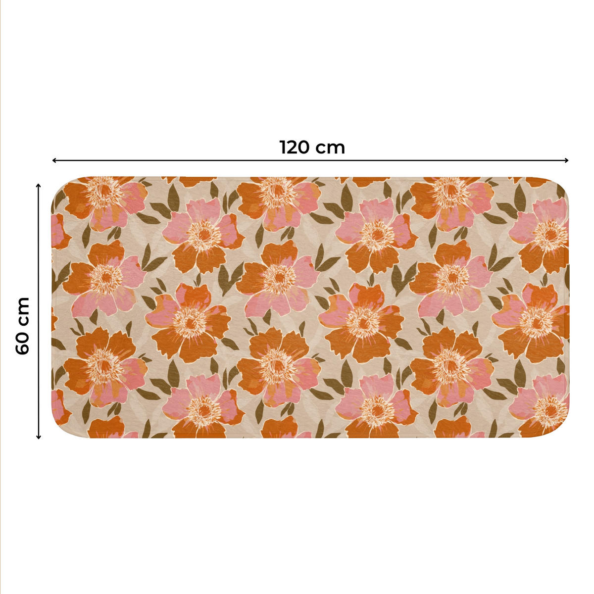 WC-VORLEGER Blumen - Motiv - Retro WC Teppich 120x60 cm - Multicolor, Kunststoff/Textil (120/1cm) - OnlyWow