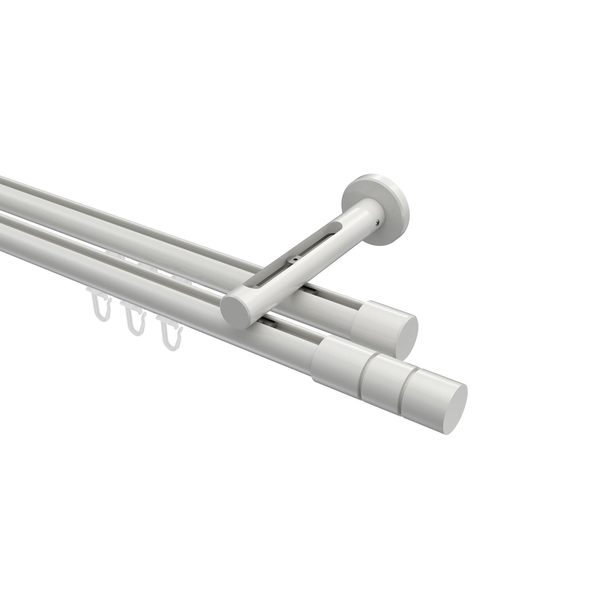 INNENLAUF-GARDINENSTANGEN-SET Siteno Elanto 100 cm, 2-läufig, 20 mm Ø Weiß - Weiß, Metall (100cm) - INTERDECO