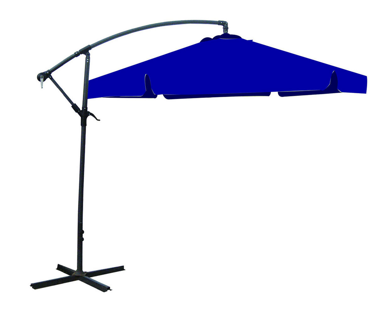 AMPELSCHIRM Calli Ø 300cm 6-eckig Blau Sonnenschirm mit Ständer - Blau, Kunststoff (300/300cm) - DELUKE