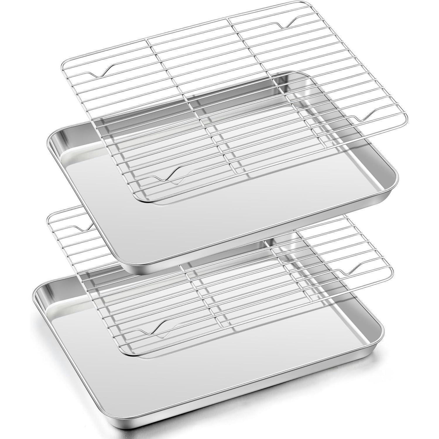 BACKBLECH mit Abkühlgitter Set 2-teilig Edelstahl 26,5 x 20,5 cm - Silberfarben, Metall (20.5/2.5/26.5cm)