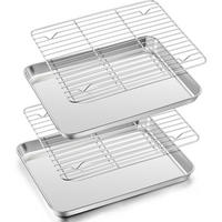 BACKBLECH mit Abkühlgitter Set 2-teilig Edelstahl 26,5 x 20,5 cm - Silberfarben, Metall (20.5/2.5/26.5cm)