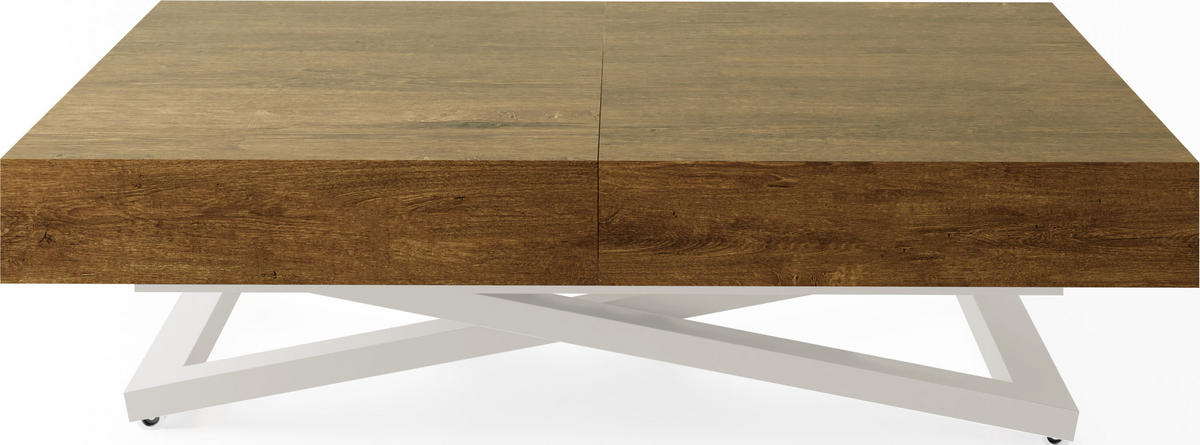 COUCHTISCH Cavetta U höhenverstellbar ausziehbar, Lefkas Eiche 120-200/80/27-76 cm - Kaschmir/Alteiche, Holzwerkstoff/Metall (80/120/76cm) - WFL GROUP