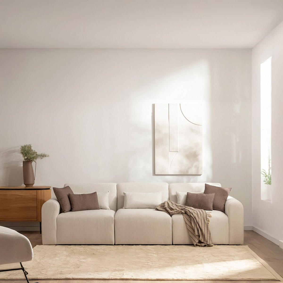 SOFA-DREISITZER Cillian Beige 280 cm x 87 cm - Beige, Textil (280/87/90cm) - Klast Home