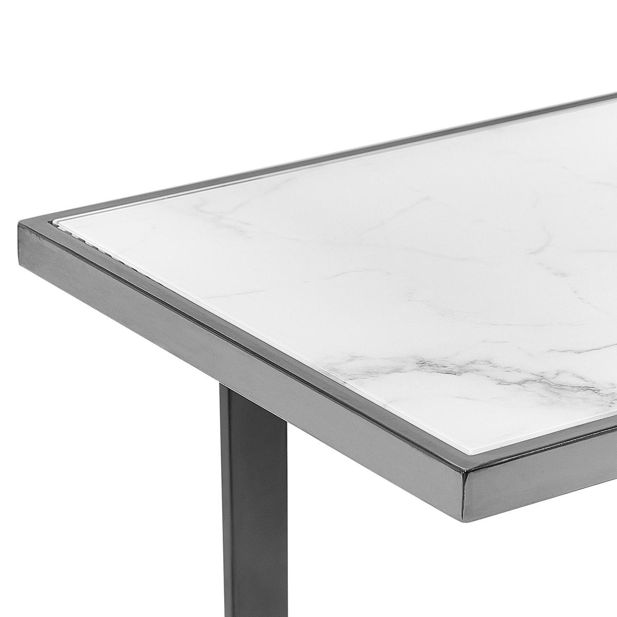 KONSOLENTISCH Marmor Optik weiß/silber Plano - Silberfarben/Weiß, Glas (40/120/77cm) - Beliani