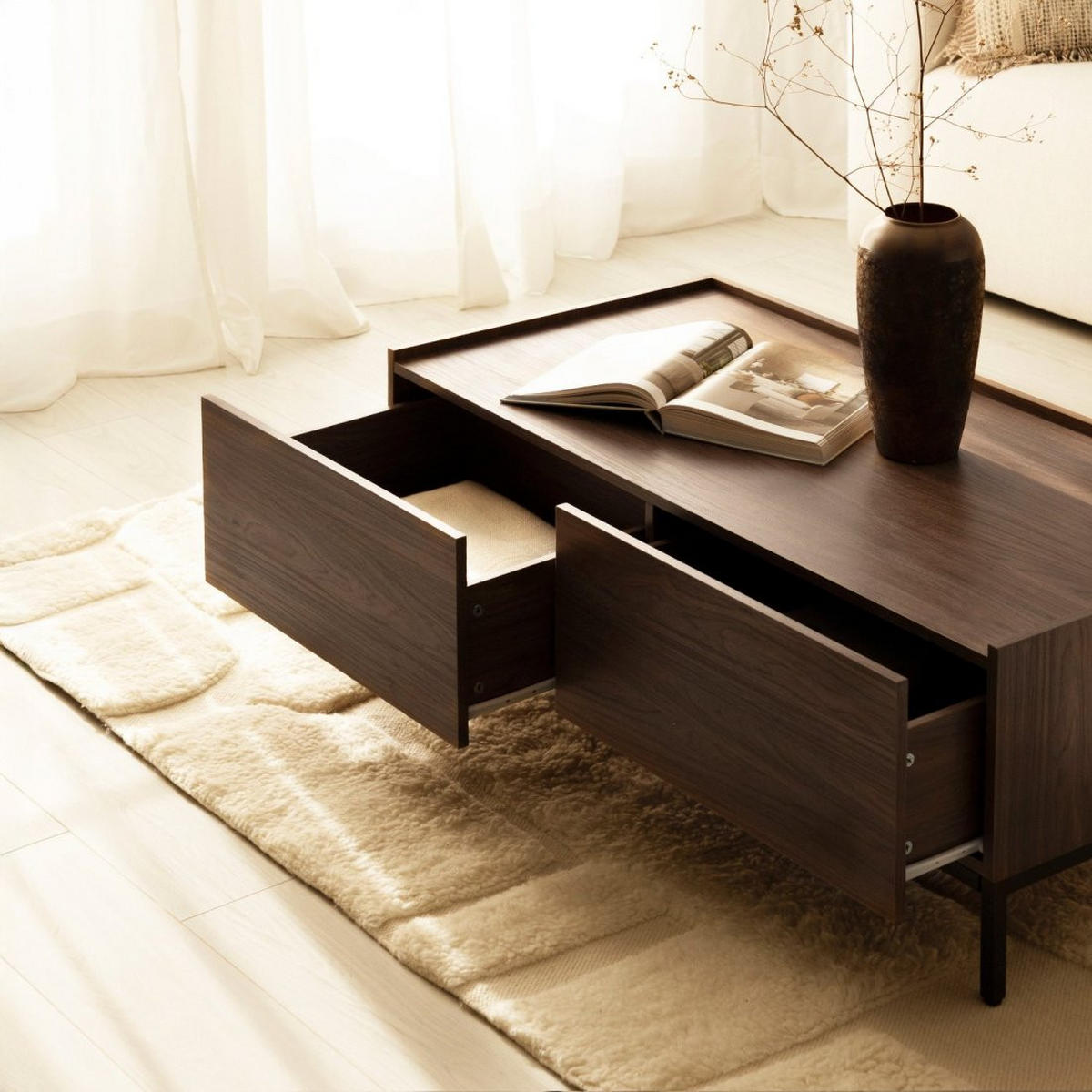 COUCHTISCH FESTER Peyton Walnuss 120 cm x 40 cm - Walnussfarben, Holzwerkstoff (60/120/40cm)