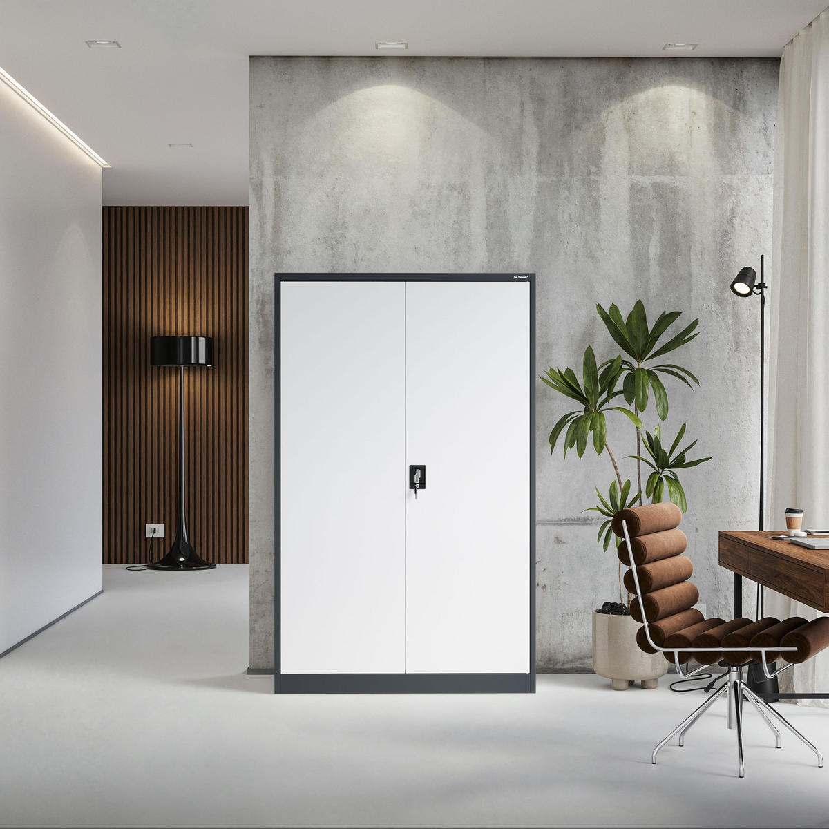 AKTENSCHRANK JAN II - Anthrazit/Weiß, Metall (115/185/40cm) - Jan Nowak