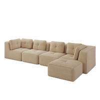 ECKSOFA 386/177/69 cm Beige aus Cord modular ohne Aufbau - Beige, Textil (177/386cm) - OKWISH