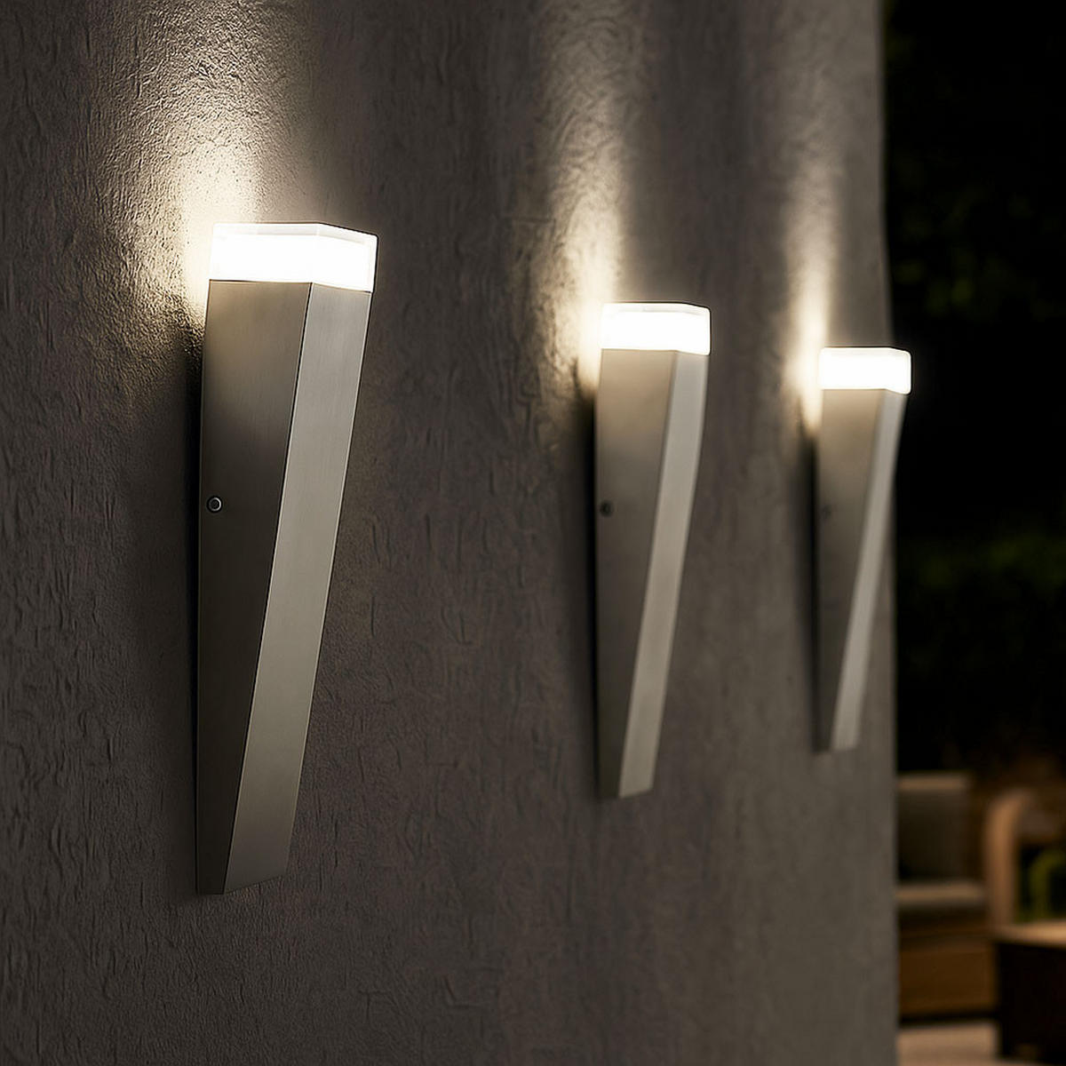 LED AUSSEN-WANDLEUCHTE Edelstahl Silber 3er Set - Silberfarben, Metall (7.5/30.5/8.5cm)