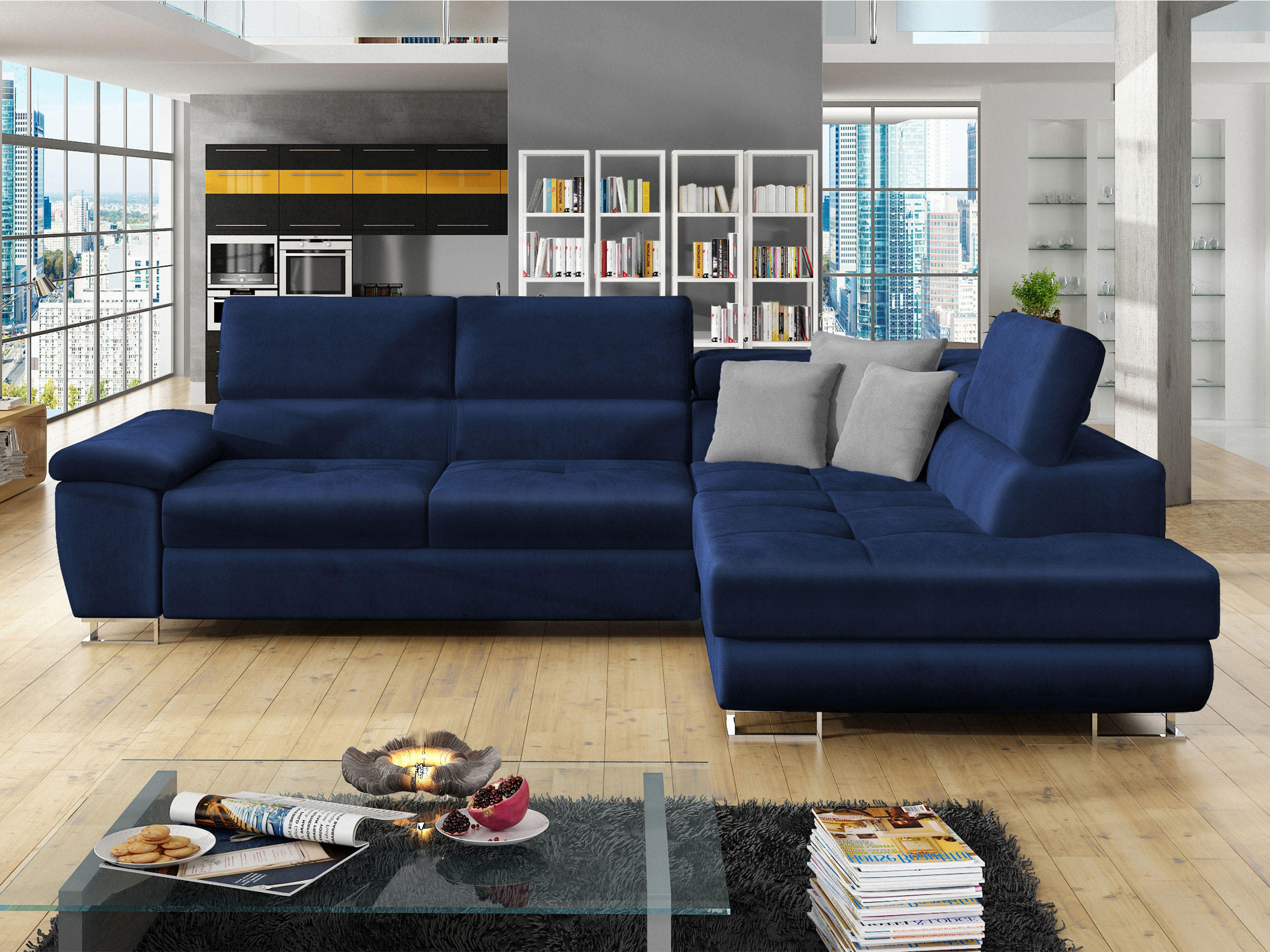 ECKSOFA Cotere, Seite: Rechts - Dunkelblau, Holz/Textil (270/202cm) - MIRJAN24