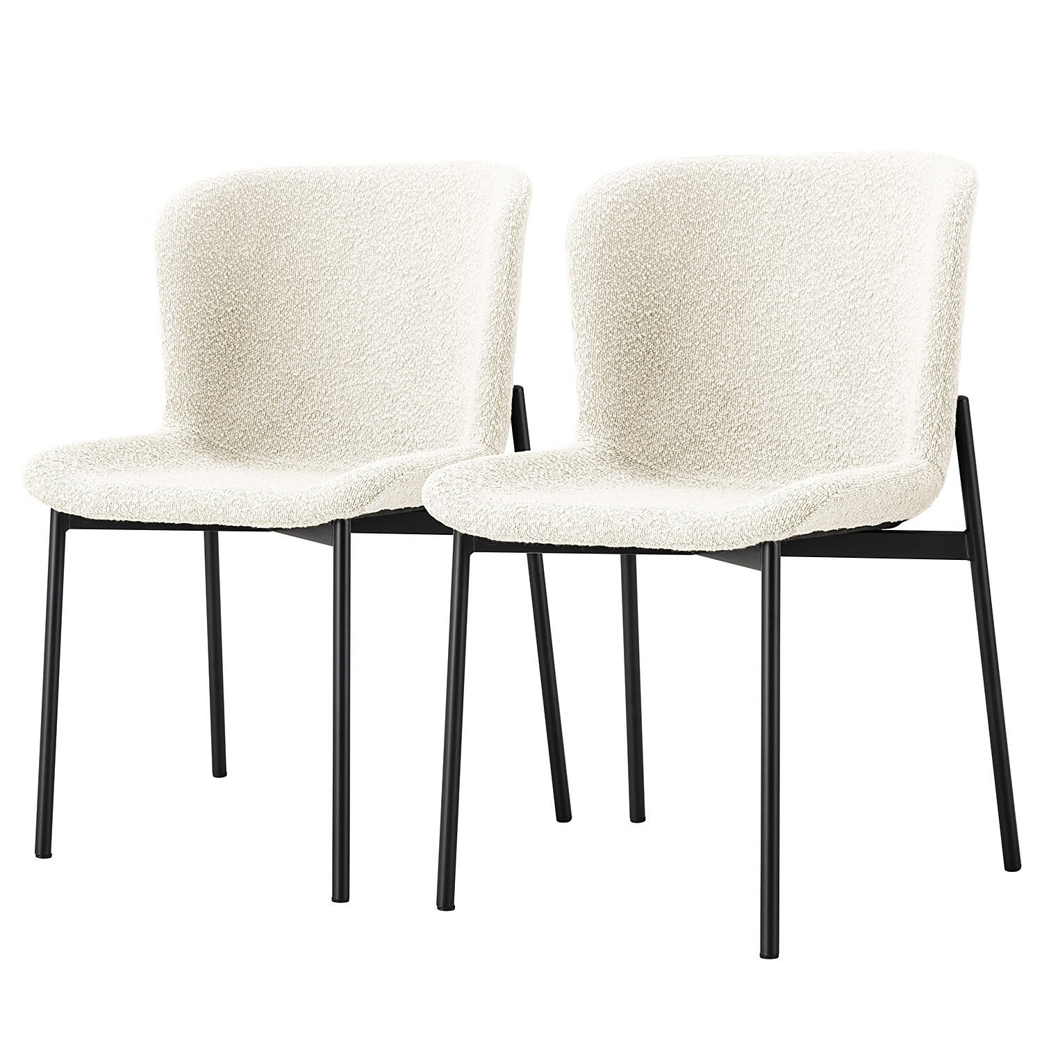 POLSTERSTUHL - 2er-Set - Schwarz/Grau, Textil/Metall (52/79/49cm) - home24