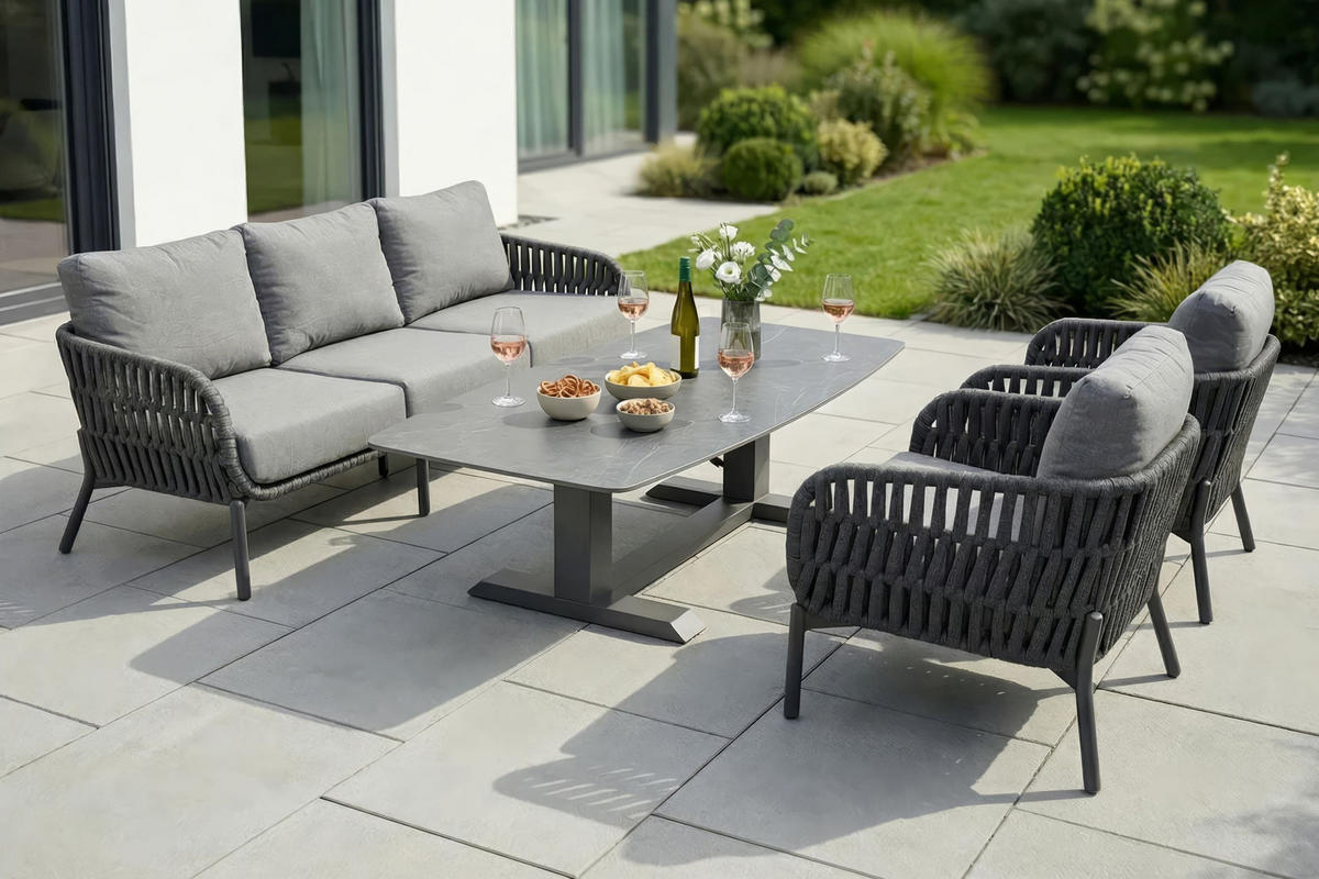 GARTENTISCH Malte 180x90cm, Stein, Anthrazit - Anthrazit, Stein (90/180cm) - dasmöbelwerk